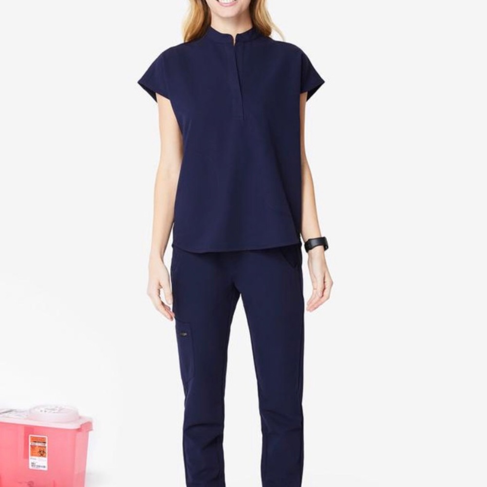 Figs Scrubs Set -Navy Mandarin Top & Yola Pant